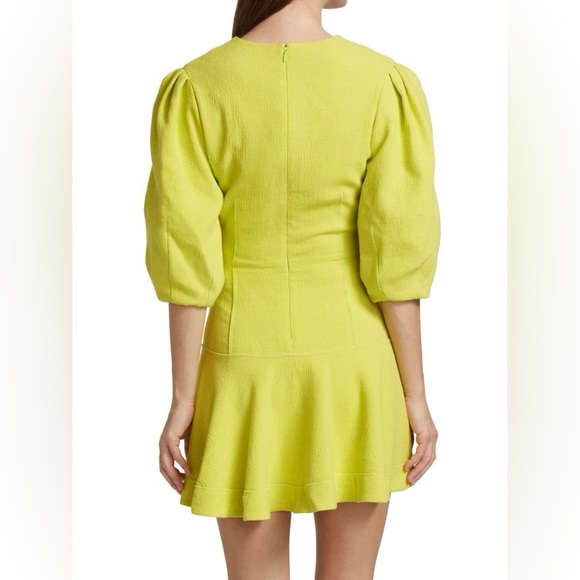 Jonathan Simkhai Kayleigh Cutout Crepe Mini Dress Lime Yellow - Picture 4 of 16